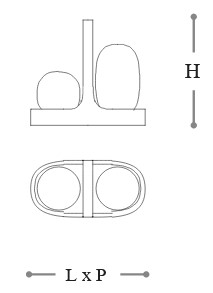 Dimensiones de la lámpara de mesa Duo Incanto Italamp